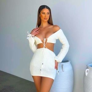 GENERATION OUTCAST CLOTHING White crochet mini dress